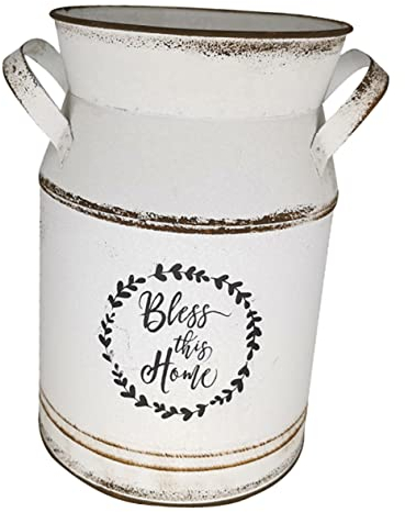 Garneck Country Style Flower Vase Creative Decorative Pot Outdoor Vase Flowers Retro Letter Pattern Decor