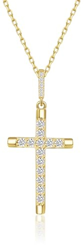 Love Me Santika Kreuz Kette Für Damen mit Anhänger Halskette Kreuzkette Schmuck Geschenk für Frauen, 14K Vergoldete Option (C-012-1)