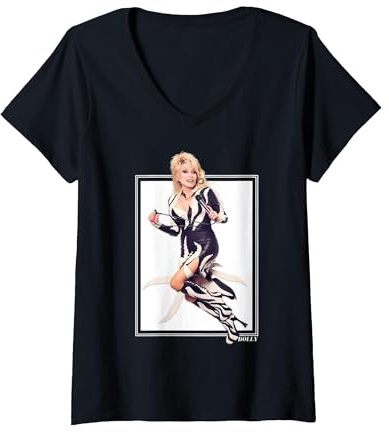 Femme La Rockstar emblématique de Dolly Parton T-Shirt avec Col en V
