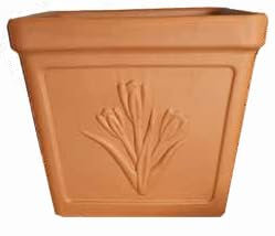 Pot carré en terre cuite + soucoupe en terre cuite Made in Italy - Jardinière en cuit, côté 30 x 30 cm, hauteur 26 cm
