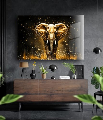 Manschin-Laserdesign Premium Wandbild aus Acrylglas Elefant - KEIN Leinwandbild - modern Wandbilder XXL Wanddekoration Design Wand Bild Abstrakt (90 x 60 cm)