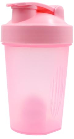 GZSYWZ Protein Shaker Bottle 14oz With PP Ball Leak Proof Secure Drinking Flip Cap 400ml Shake Cup Water Bottle For Powder Shaker Gym Sports Supplement Fitness Workout (Pink)