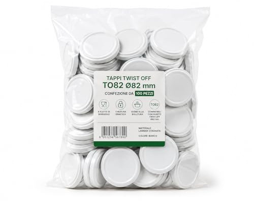 Chianese Tappi Ø82 mm per Barattoli Vetro | 100 Capsule Sottovuoto per Pomodori, Conserve, Marmellate e Sottoli