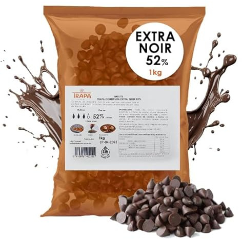 Cobertura Chocolate Negra - Extra Noir 52% Trapa - Bolsa Kilo - Gotas Chocolate Negro 52%