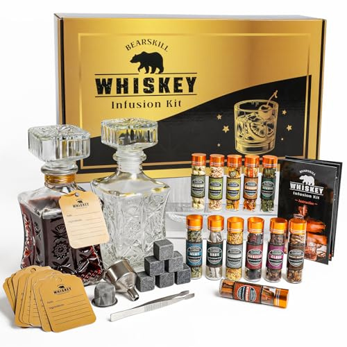 Whiskey Infusion Kit, DIY Alkohol Making Kit zum Aufgießen von Bourbon, Roggen, Gin, Wodka, Tequila, Rum mit benutzerdefinierten Botanicals, perfekte Alkohol-Infusionssets, Whiskey Geschenke für