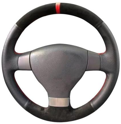 Generisch Lenkrad Bezug Angepasst Auto Lenkrad Abdeckung Geflecht Nicht-Slip Wildleder Für Golf 5 Für Mk5 Für Passat Für B6 Für Jetta 5 Für Mk5 Lenkradbezug Auto(Rot)