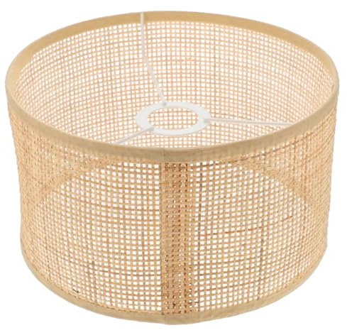 UKCOCO Abat-Jour Carré En Rotin Tissé 8.66X8.66X5.51 in Ombre De Lampe En Rotin Pour Suspension Décoration Intérieure Salon Lumière Douce 1 Pièce