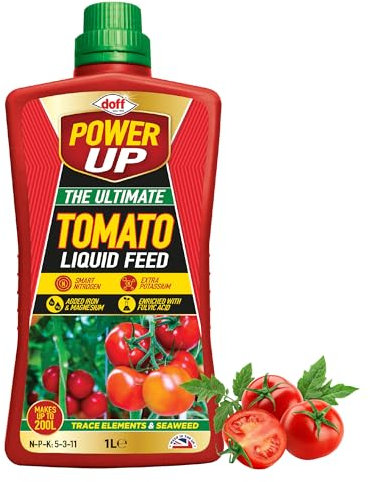 Power Up Ultimate Tomato Feed Liquid, 1L - Seaweed Enriched Organic Tomato Feed - with Balanced Nutrients for Better Flavour, Bigger & Juicier Yields - Plant Nutrition Tomato Food - Vegetable Feed