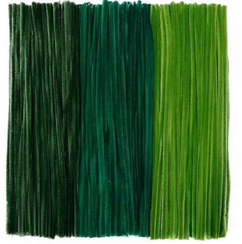 Caydo 300 Stück grüne Pfeifenreiniger, dicke flauschige Chenille-Stiele, Pfeifenreiniger, Basteln für Kunst und Handwerk, perfekt für die Herstellung von Tieren, Blumen und festlichen Dekorationen