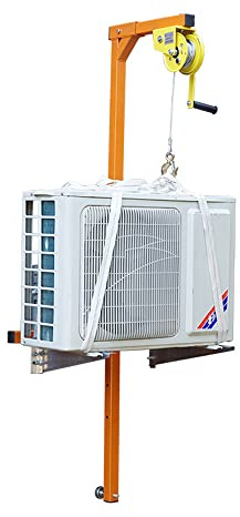 Herramienta de grúa de elevación para instalación de aire acondicionado, cabrestante de manivela con soporte plegable, grúa manual de autobloqueo