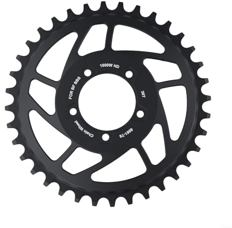 babominimer Plateau de pédalier E en alliage d'aluminium 36T 6061 - Pignon compatible avec moteur d'entraînement de 1000 W 48 V 52 V, remplacement durable de roue de chaîne noire compatible avec les