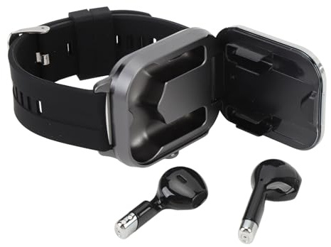 Ausla 2 in 1 Sports Smart Watch, Earphone, Fitness Tracker with Music Control, Compatible for Users (Silver with Silicone Strap)