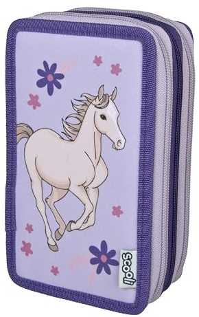 Scooli - Tripledecker Magic Horse - Gefülltes Schüleretui mit hochwertigen Stiften & Zubehör - Ideal für Schule, Freizeit und unterwegs - ab 6 Jahren