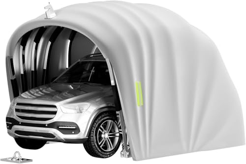 Abri de Voiture en Acier Inoxydable, Abri de Voiture avec Verrou, Abri de Voiture Résistant aux Intempéries, Garage de Voiture, Pliable, Rétractable, L5.5m x W 2.5m x H 2.3m