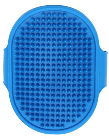 Blue Pet Grooming Brush and Massage Glove - Remove Loose Fur During Wash with Adjustable Comfortable Loop Handle for Dogs and Cats