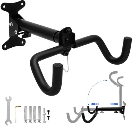 Bike Wall Mount for Road, Mountain & Kids Bikes – Steel Hanger 25kg Load | Adjustable 30° Angle, Extendable 22-33cm Arm, Durable Carbon Steel, for Garage & Indoor Storage