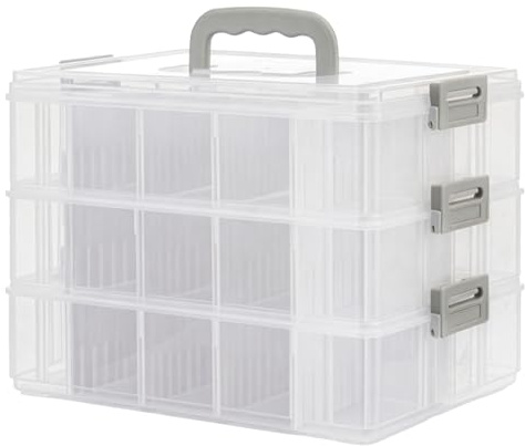 GREENSAPPIRE Stackable Plastic Storage Organizer Box with Adjustable Clear