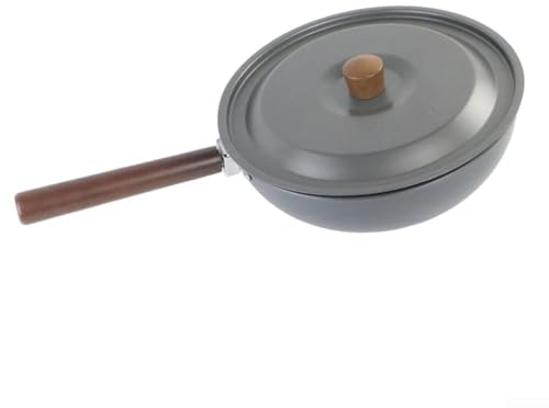 Juego de utensilios de cocina para exteriores, wok de camping con mango desmontable, sartén ligera de aluminio anodizado para senderismo, mochilero, picnic, estufa portátil con tapa y espátula