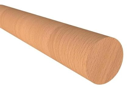 Sellon24 Pasamanos de madera maciza de haya, diámetro 42 mm, longitud 1600 mm, pasamanos para escaleras, barandilla redonda, madera maciza natural