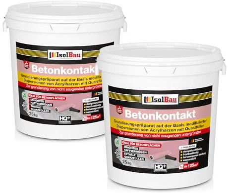 Isolbau Betonkontakt - 50 kg Betongrund zur Grundierung von glatten Untergründen aus Beton und Stahlbeton