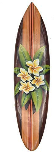 Interlifestyle blommor surfbräda med Frangipani-motiv deco surfbräda 100 cm Hawaii träskylt sköld