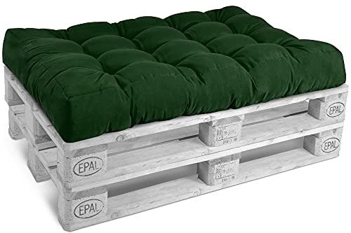 Beautissu Cojines para Palets de Asiento para Silla 120x80 cm Verde Oscuro - 15 cm de Espesor Cojines Sofa Palets Exterior y Interior - Robustos Cuidado Fácil - Eco Style