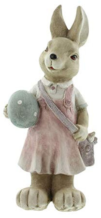 FRANK FLECHTWAREN Hase, Osterfigur aus Polyresin, Dekofigur, Hasenmädchen Malstunde ca. Höhe 48 cm