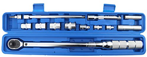 HIOD Lecteur de 1/2 Pouce Clé Dynamométrique 20-220 Nm Kit de Réparation d'entretien de Voiture y Compris Les Bougies D’Allumage, Douille, Adaptateurs D’Entraînement et Les Rallonges