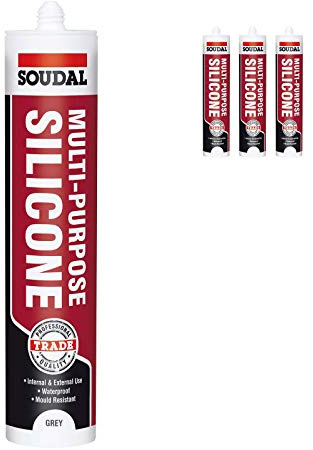 Soudal Trade Multi-Purpose Construction Sealant Silicone (3 Pack) - Grey