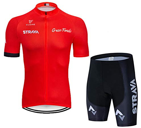 Herren Radtrikot Set Fahrrad Trikot Kurzarm - Sommer Jungen Trägerhose Anzüge Mountainbike Fahrradbekleidung Set Fahrrad Reittrikots Atmungsaktiv (Rot C,4XL)