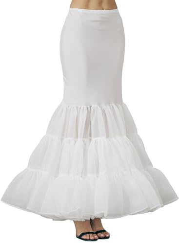 BEAUTELICATE Jupon De Robe Sirène Fishtail Crinoline à Volant de Femme sans Cerceaux pour Robe de Mariage Mariée Soirée Cérémonie Petticoat Rockabilly Long Ivoire, M