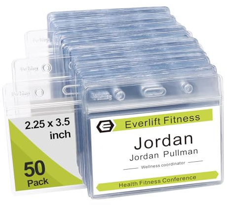 Namensschild Ausweishüllen Ausweishalter Ausweishuelle Namensschilder - Fushing 50 Stück Ausweishülle Horizontal Transparent ID Badge Holder Durchsichtige Namensschilder Kunststoff