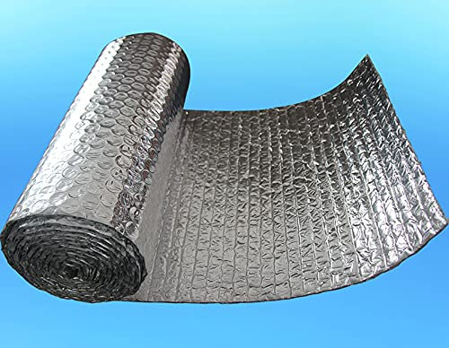 Dammfolie selbstklebend Isolierfolie Thermo Und Schaum Hitze isoliert Aluminium Dampfsperre wasserdichte Wärmedämmung Vorzelthimmel Wand Isolierung Luftpolsterfolie Aluminiumfolien-Membran(Size:1*30M)