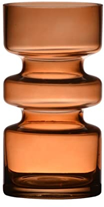 INNA-Glas Ausgefallene Glas Vase TAMLIN, orange-braun-klar, 17cm, Ø9cm | Dekovase