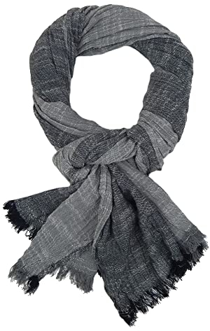 Ella Jonte Herrenschal Blau Grau Beige 3 Farben leichter Schal Baumwolle Viskose (Grau)