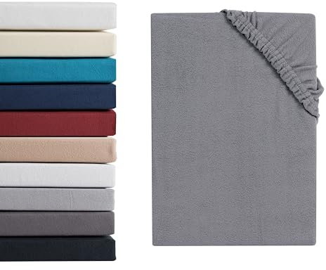 Hometex Premium Textiles Mikroflausch Spannbettlaken | Spannbetttuch Teddyflausch 100% Mikrofaser | Oeko-TEX®Standard 100 - In vielen Größen und Farben | 90-100 x 200 cm Grau