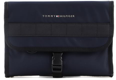 Tommy Hilfiger Herren Kulturbeutel TH Elevated Nylon Washbag zum Aufhängen, Blau (Space Blue), Einheitsgröße