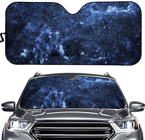 Hixingo Auto Frontscheibe, Sonnenschutz für Windschutzscheibe, Frontscheibenabdeckung mit 3D Universum Motiv, Faltbares Design Auto Sonnenschutz, UV-Schutz, für meisten Autos (blau)