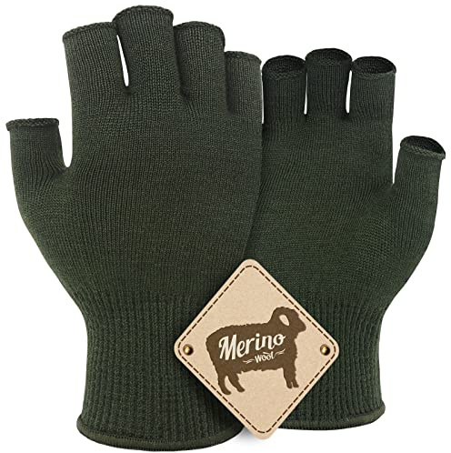 Migliore Wear Merino Unterziehhandschuhe, Touchscreen Merinowollhandschuhe, Fingerloses Innenhandschuhe Skihandschuhe für Kaltes Wetter, Elastische Winterhandschuhe zum Radfahren, Laufen, Fahren