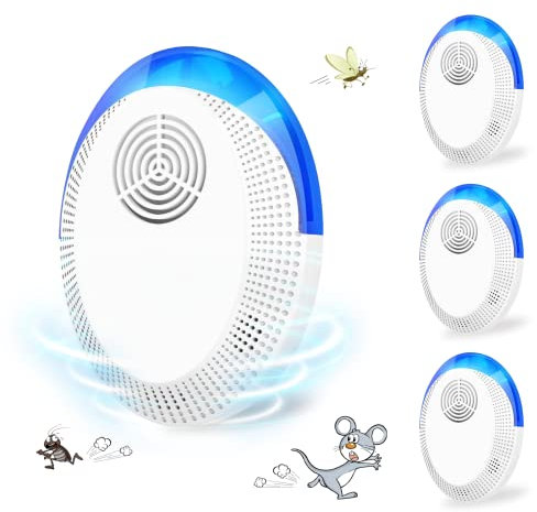 4 Pack Electronic mosquito Repellent Plug in, Indoor mute ultrasonic pest repeller Suitable for mosquito control, cockroaches, insects, rodents, mouse repeller plug in Harmless to Pets and Human