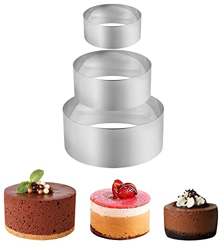 DIKEBAO 3 Pcs 3 Pcs Aro para Tartas Aro Reposteria Acero Inoxidable 10/15/20cm 4,5 cm de Alto Molde Redondo Pastel Anillo Aro de Pastelería Aro para Montar Tartas para Mousse Postre Tartas de Capas