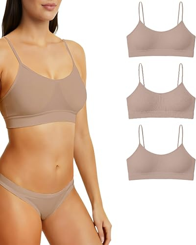 Risalti Sujetador Sin Aros Hombros Estrechos 3Pzs - Bralette Mujer en Microfibra Suave, Sujetador Sin Costuras y Etiquetas, Elástico, Cómodo Diario - Made in Italy