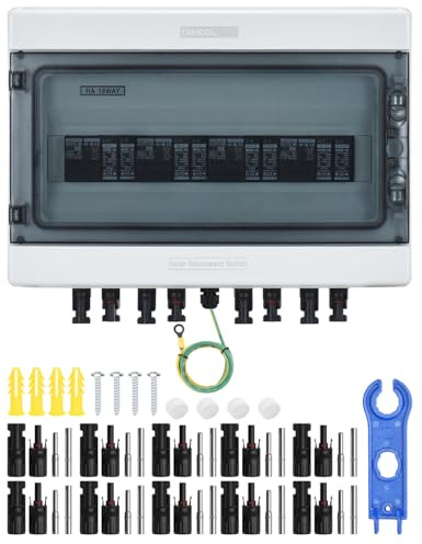 DIHOOL CC Proteccion contra sobretensiones PV 4 cadenas caja de conexion solar para 4 por 500W modulos solares placas solares balcon 25A interruptor separador CC PV instalacion solar