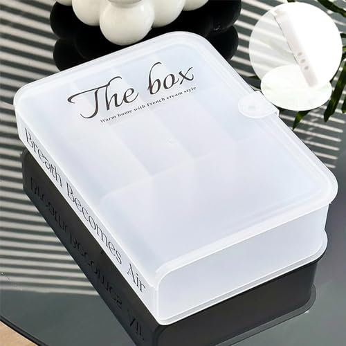 STARRY G Cable Tidy Box with Lid, 8 Grids Cable Management Box, Cable Organizer Box, Extra Large Storage Box for Data Cables, Charging Plug, Desktop Sundries, Free 10 Sorting Stickers&10 Cable Ties