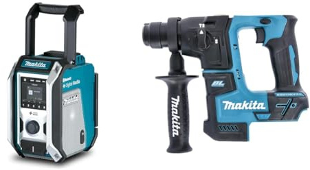 Makita DMR115 Baustellenradio & DHR171Z Akku-Bohrhammer SDS-Plus 18V (Ohne Akku, Ohne Ladegerät) - Türkis, Schwarz, Silber
