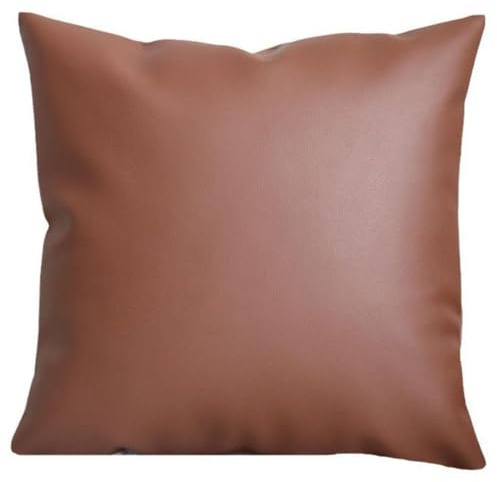 ZZDZW Kissenbezug Kunstleder wasserdichte Kissenbezüge 50x50 Outdoor Kissenhülle 45x45，Sofakissen Dekokissen Bezug Mit Verstecktem Kissen Hülle Für Auto Sofa Dekorativ(Color:Dark Brown,Size:50x50 cm)