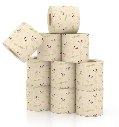 Generisch 10 Rollen Toilettenpapier, Bambus-Zellstoff, 4-lagig, Holzfarben, Tierdrucke, weich, stark, geeignet für Haushalt, Hotel und Reisen