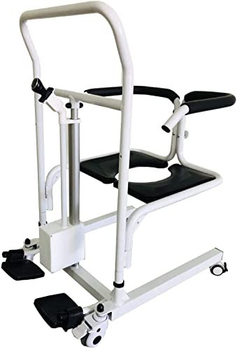 Patientenlifter für zu Hause, elektrischer Lift-Duschstuhl mit Rollen und um 180° geteiltem Sitz, tragbarer Transportrollstuhl mit weicher Rückenlehne