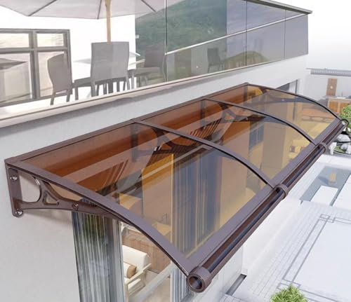 Terrassenüberdachung für den Außenbereich, Polycarbonat, Schutz für Sonne, Regen und Schnee, 100 x 240 cm, Braun