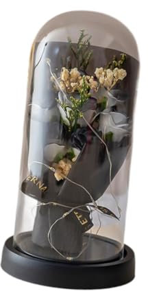 Fenteer Konservierte Blumen, künstlicher Rosenstrauß, künstliche Rosenblumen, dekoratives Blumenarrangement, Ornament für Jubiläumsfreundinnen, Schwarzer Wickel